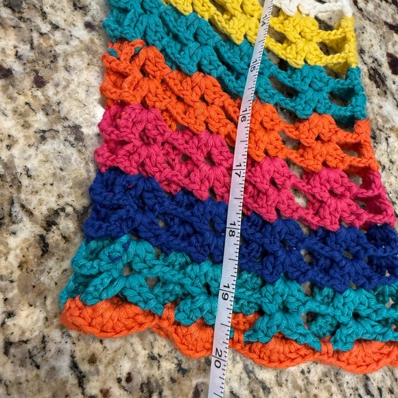 Crochet crop sleeve semi sheer sweater SZ S/M - Picture 7 of 9